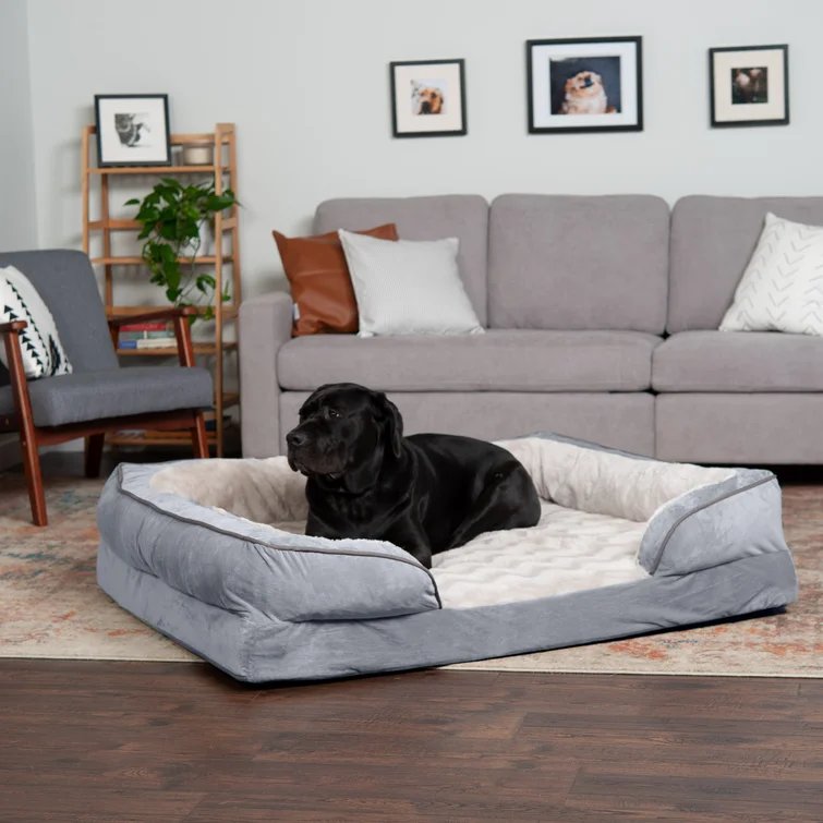 FurHaven Velvet Waves Perfect Comfort Orthopedic Sofa Cat & Dog Bed