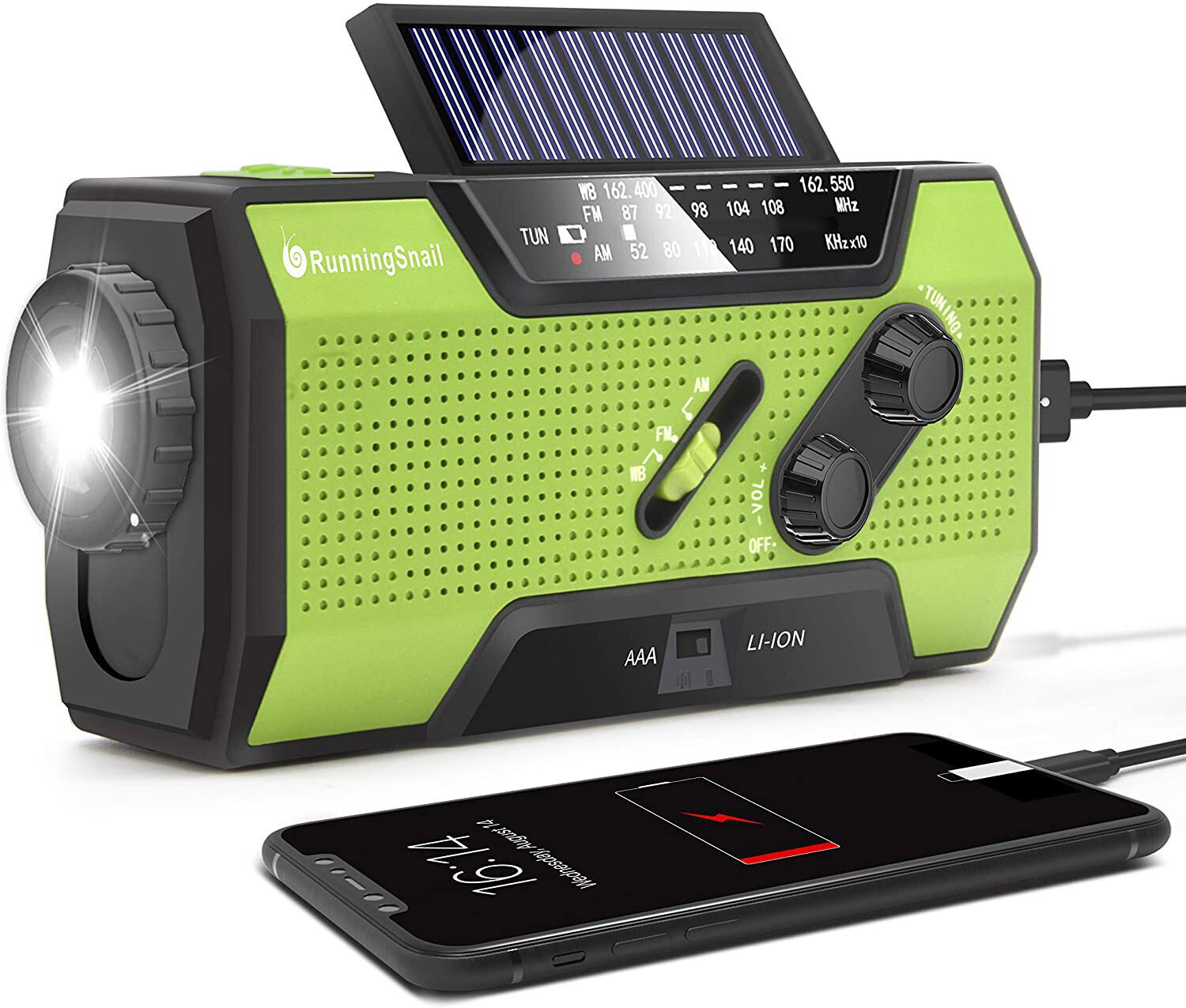 RunningSnail Solar Crank NOAA Weather Radio