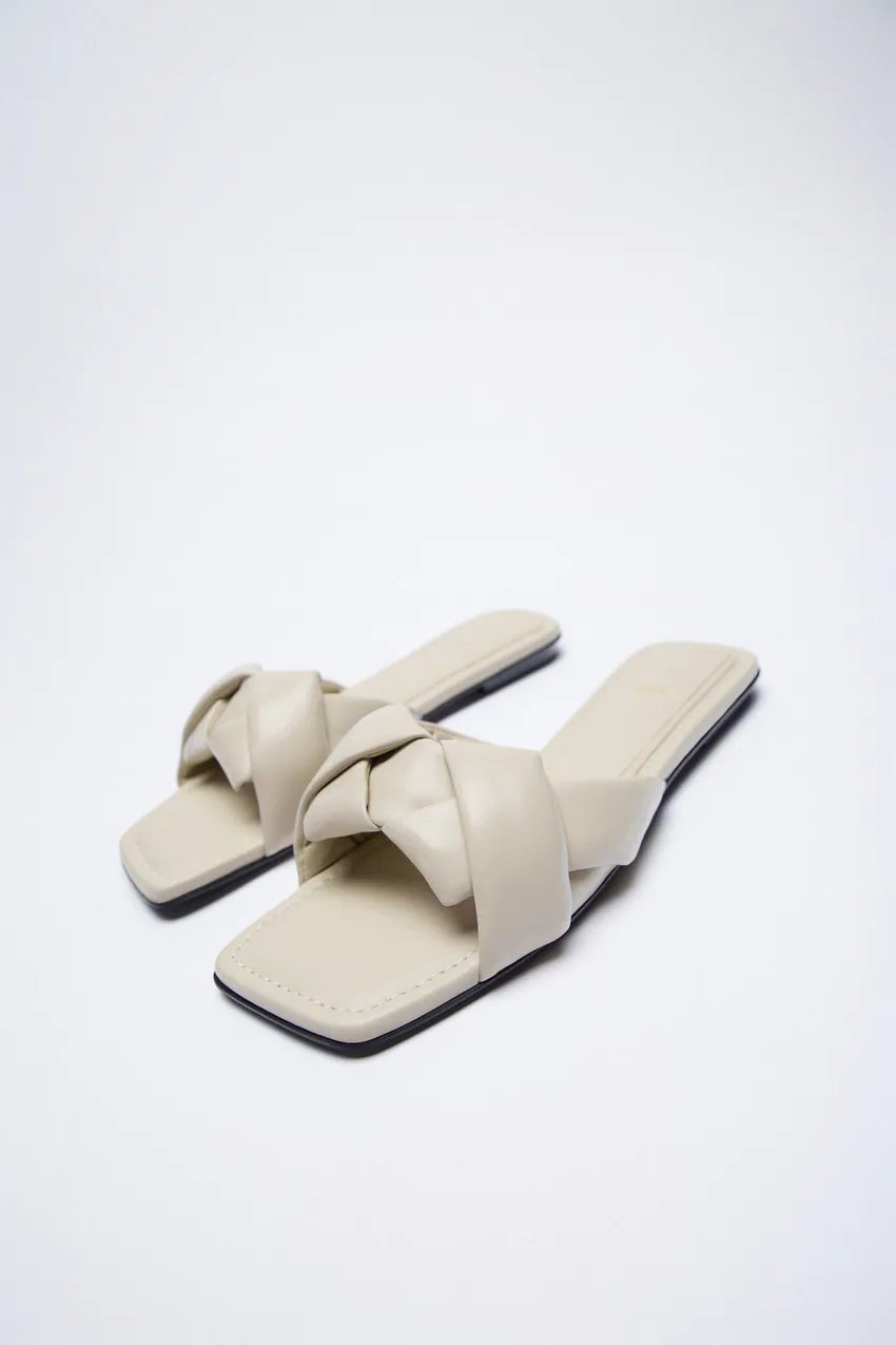 Zara Woven Flat Leather Sandals