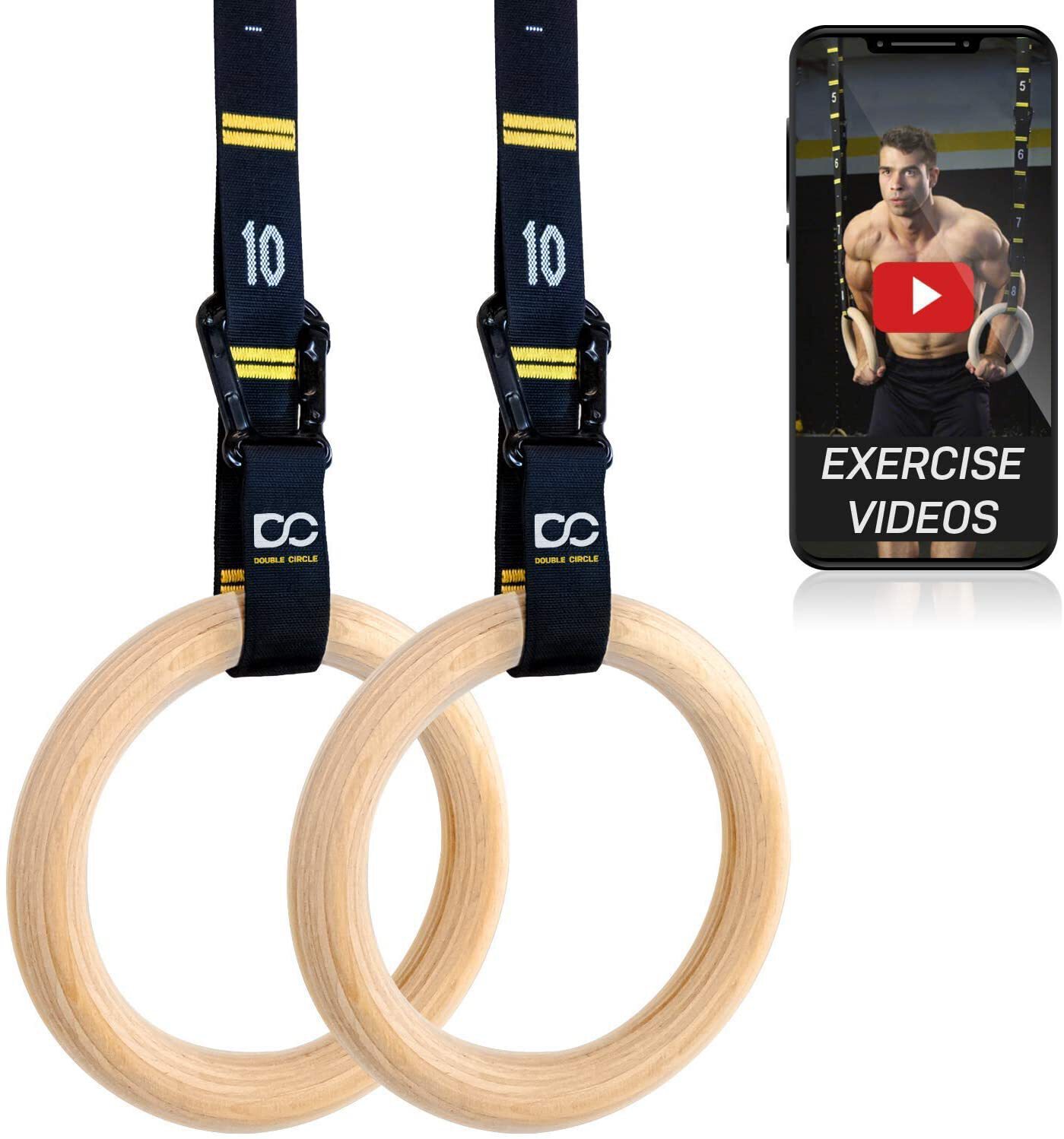 Double Circle Wood Gymnastic Rings