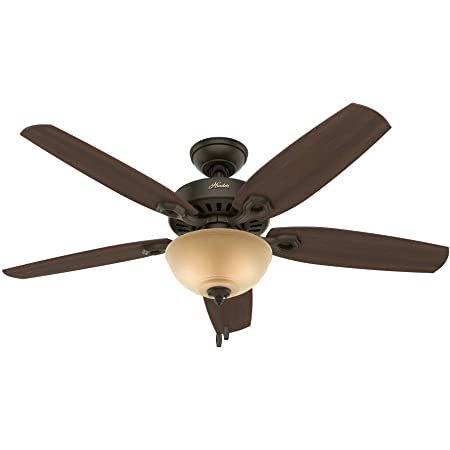 Hunter Fan Company 53091 Builder Deluxe Indoor Ceiling Fan With Led Light and Pull Chain Control, 52", New Bronze Finish