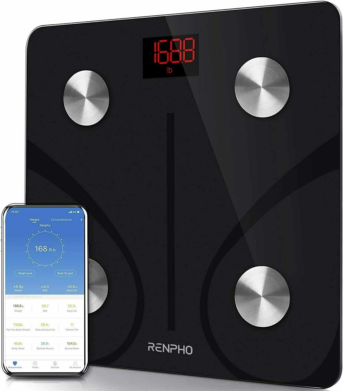 RENPHO Body Fat Scale Smart BMI Scale Digital Bathroom Wireless Weight Scale