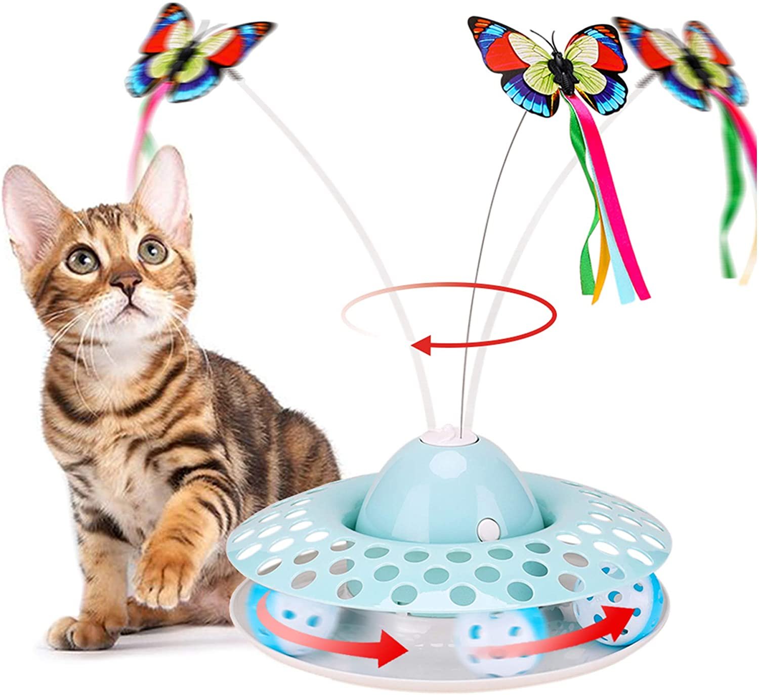 Rotating Butterfly & Ball Kitten Toy