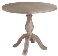 Round Weathered Gray Wood Jozy Drop Leaf Table