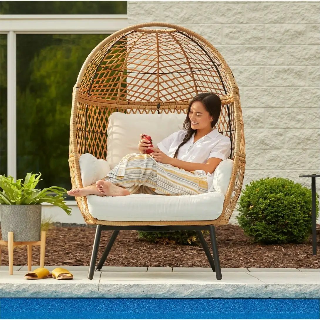 Better Homes & Gardens Ventura Boho Stationary Wicker Egg Chair