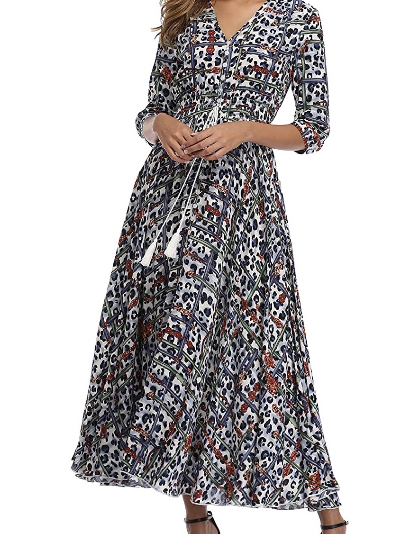 Milumia Women Button Up Floral Print Party Split Flowy Maxi Dress