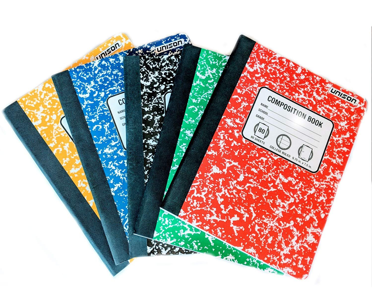 Mini Composition Book, Note Pad, 3 Pack in 3 Different Color Red, Green & Blue