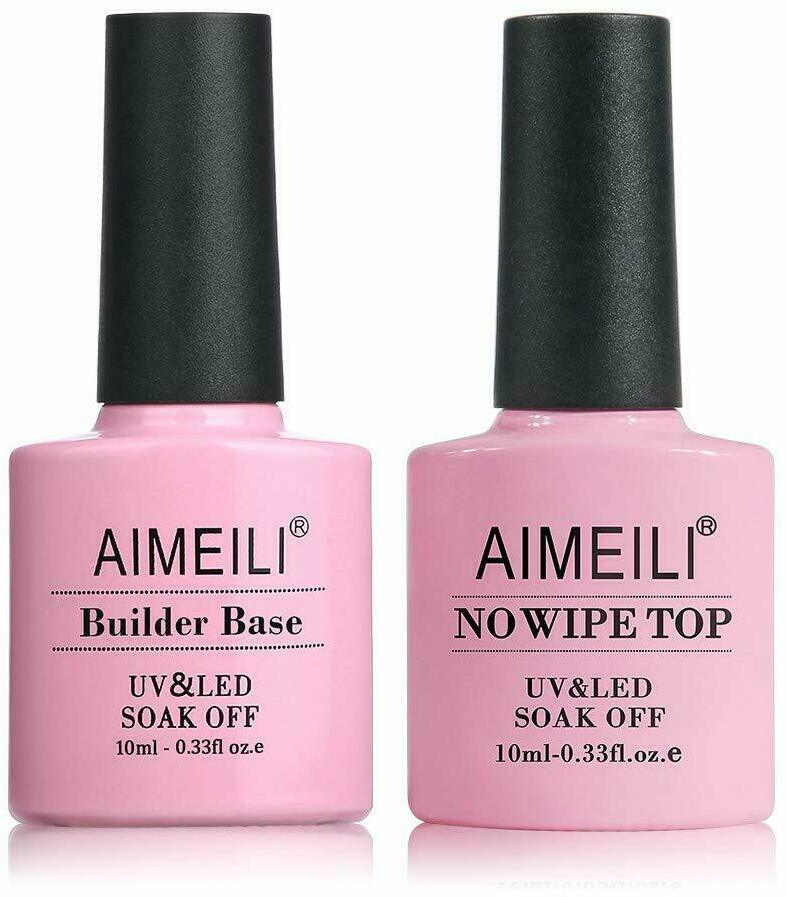 AIMEILI Gel Nail Polish Builder Base and No Wipe Top Set