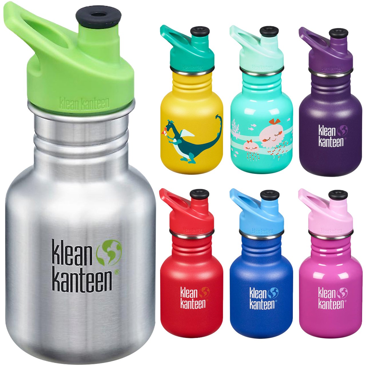 Klean Kanteen Kid's Classic Water Bottle with Sport Cap 12oz.